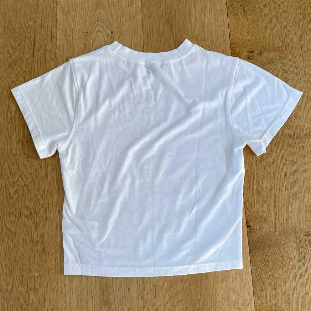 Boohoo Baby Tee Dump Him Size US6 White - Image 4