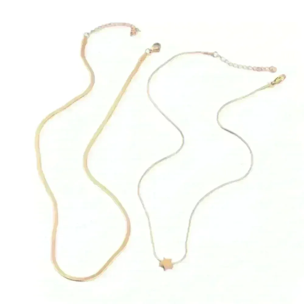 Tiny Star Shaped Pendant With Perforation Electroplated Snake Chain Gold - Image 3