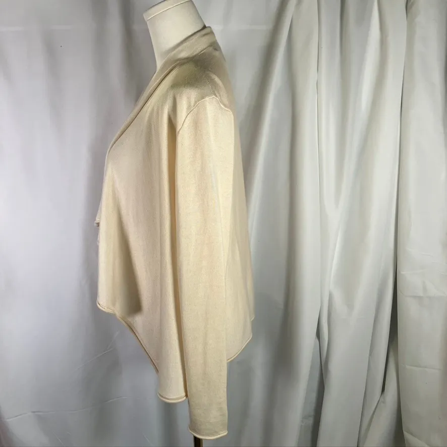 Ralph‎ Lauren Womens Drape Open Front Cardigan Sweater Knitwear Cream Luxury - Image 7