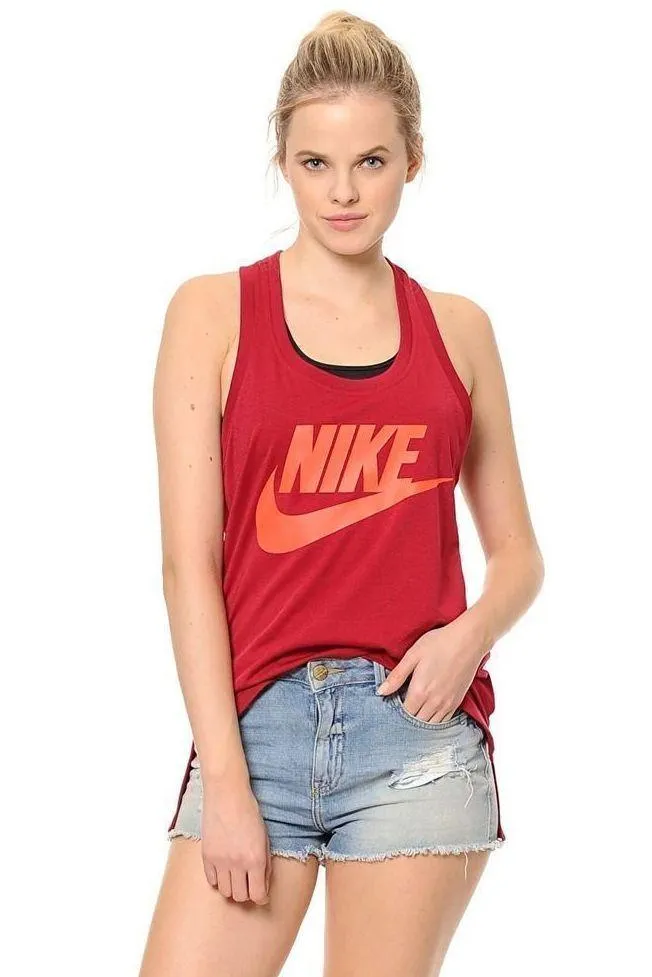Nike NSW Signal Swoosh Graphic Logo Printed Racerback Tank Top Red Orange Small - Image 2