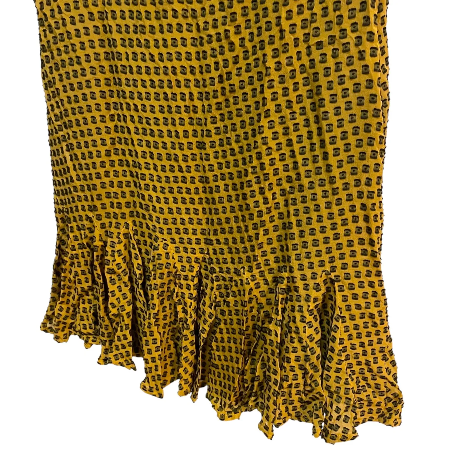 Eva Franco Dress Size 4 Yellow Black Print Ruffle‎ Hem Cap Sleeve Career - Image 7