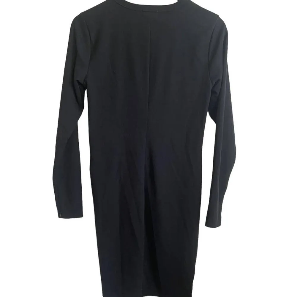 Socialite Women Sheath Dress L Black Faux Wrap Comfort Stretch Retro Capsule NEW - Image 5