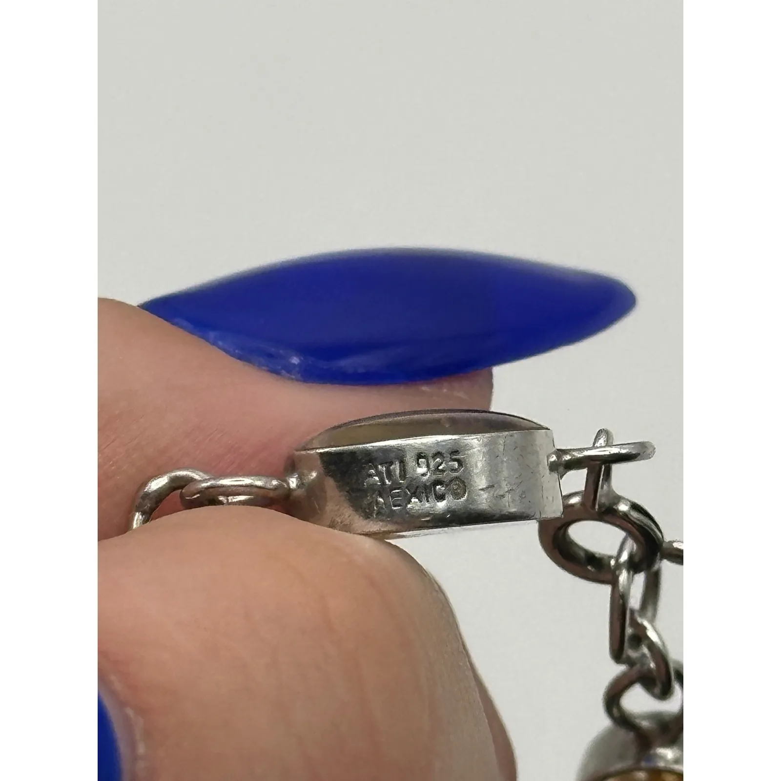 Vintage Dried Pressed Flowers ATI 925 MEXICO Sterling Silver Bracelet - Image 6