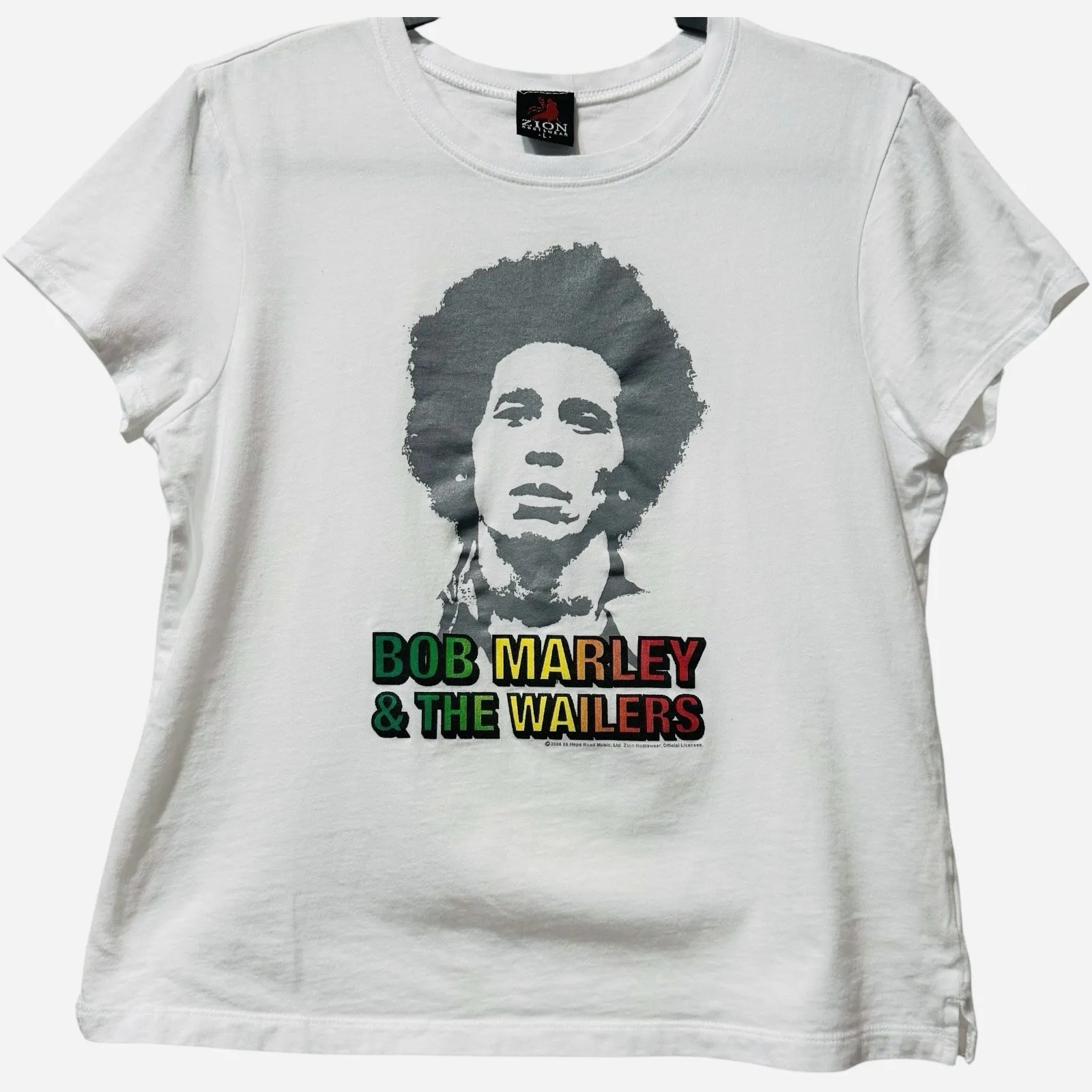 Vintage Y2K Zion Rootswear Bob Marley & The Wailers Babydoll T-Shirt White L - Image 1