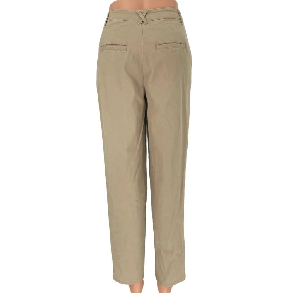 Asos Design Beige Pleated Front High Rise Straight Leg Twill Ankle Pants Size 4 - Image 3