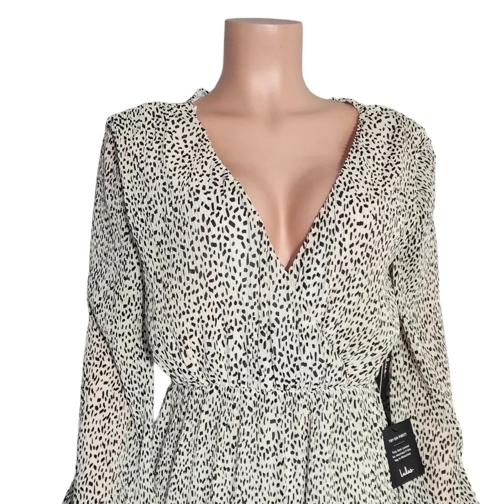 PERFECT Spot Cream Print Pleated Wide-Leg Jumpsuit Size: S - Image 6