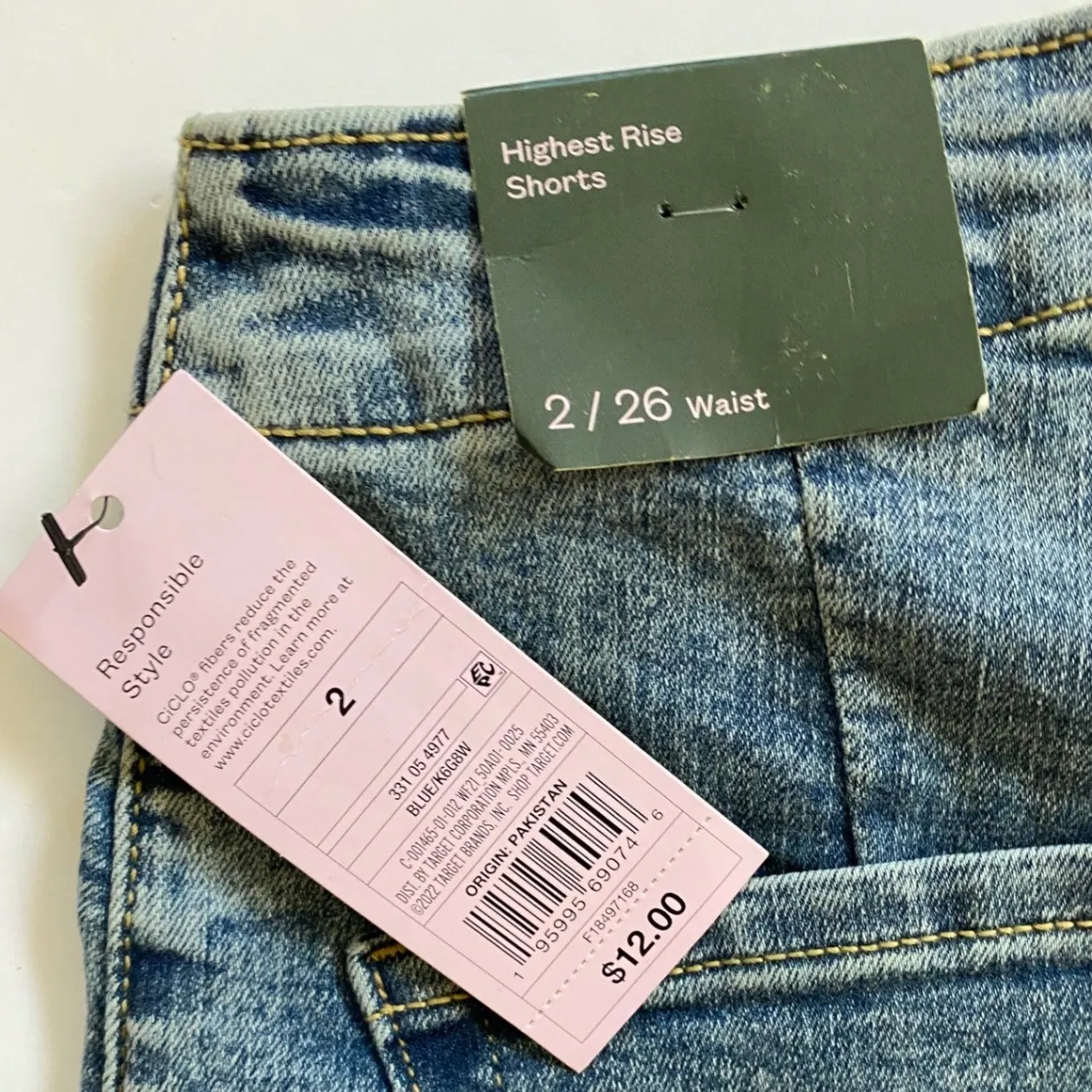 Wild Fable Women's High Waisted Denim Shorts Acid Wash Size 2 NWT - Image 6