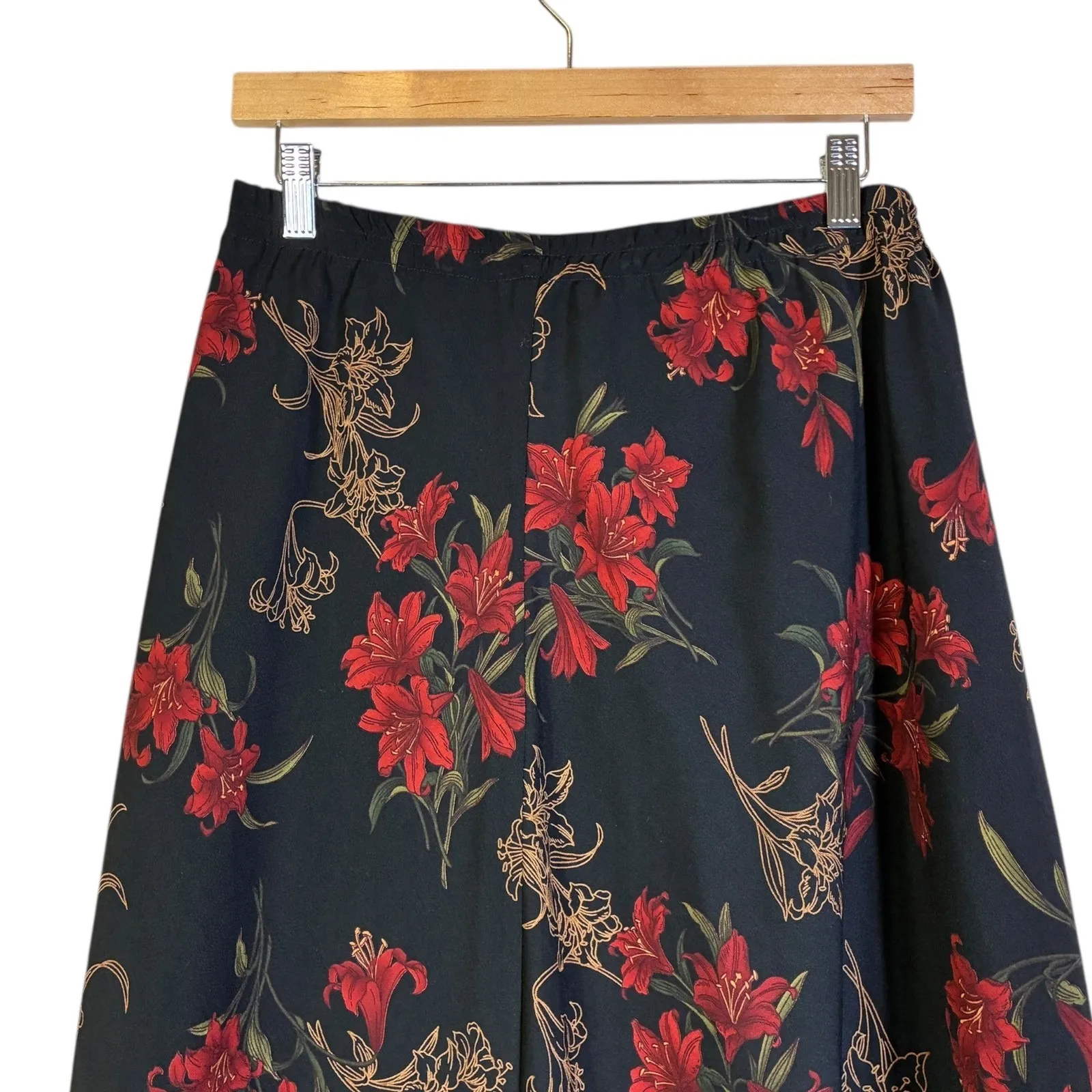 Vintage R&K Originals Womens Floral Midi Skirt Size 12 Black Romantic 90s Gothic - Image 3