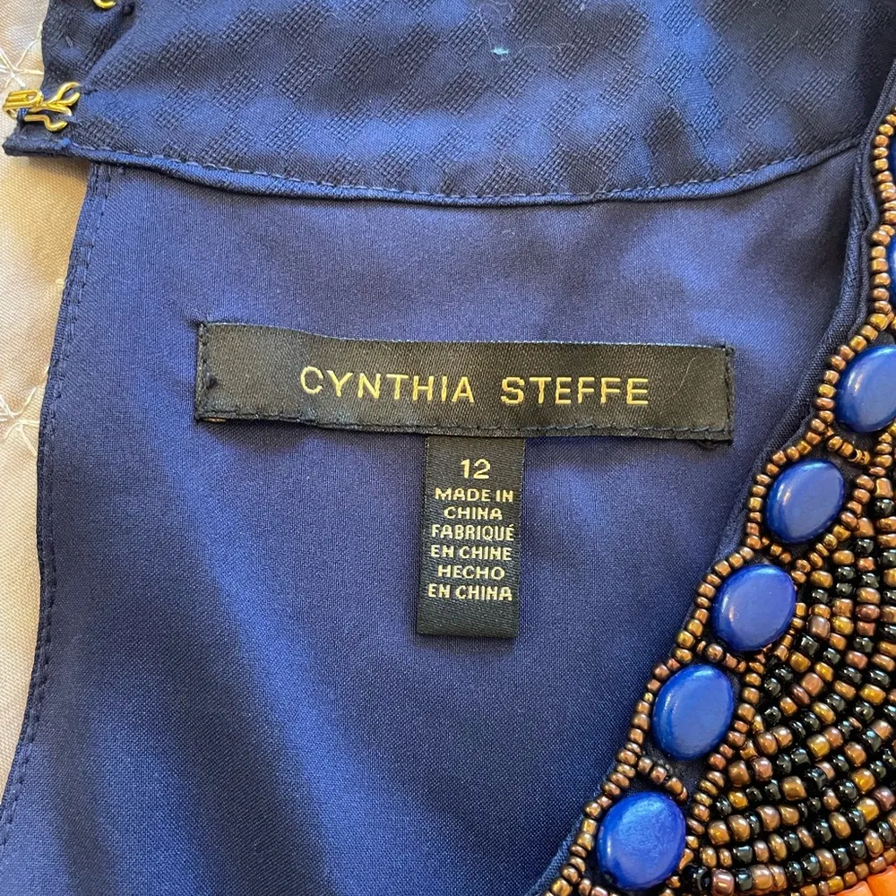 Cynthia Steffe Embellished Beaded Tierred Midi Dress Pleated Sleeveless. Size 12 - Image 6