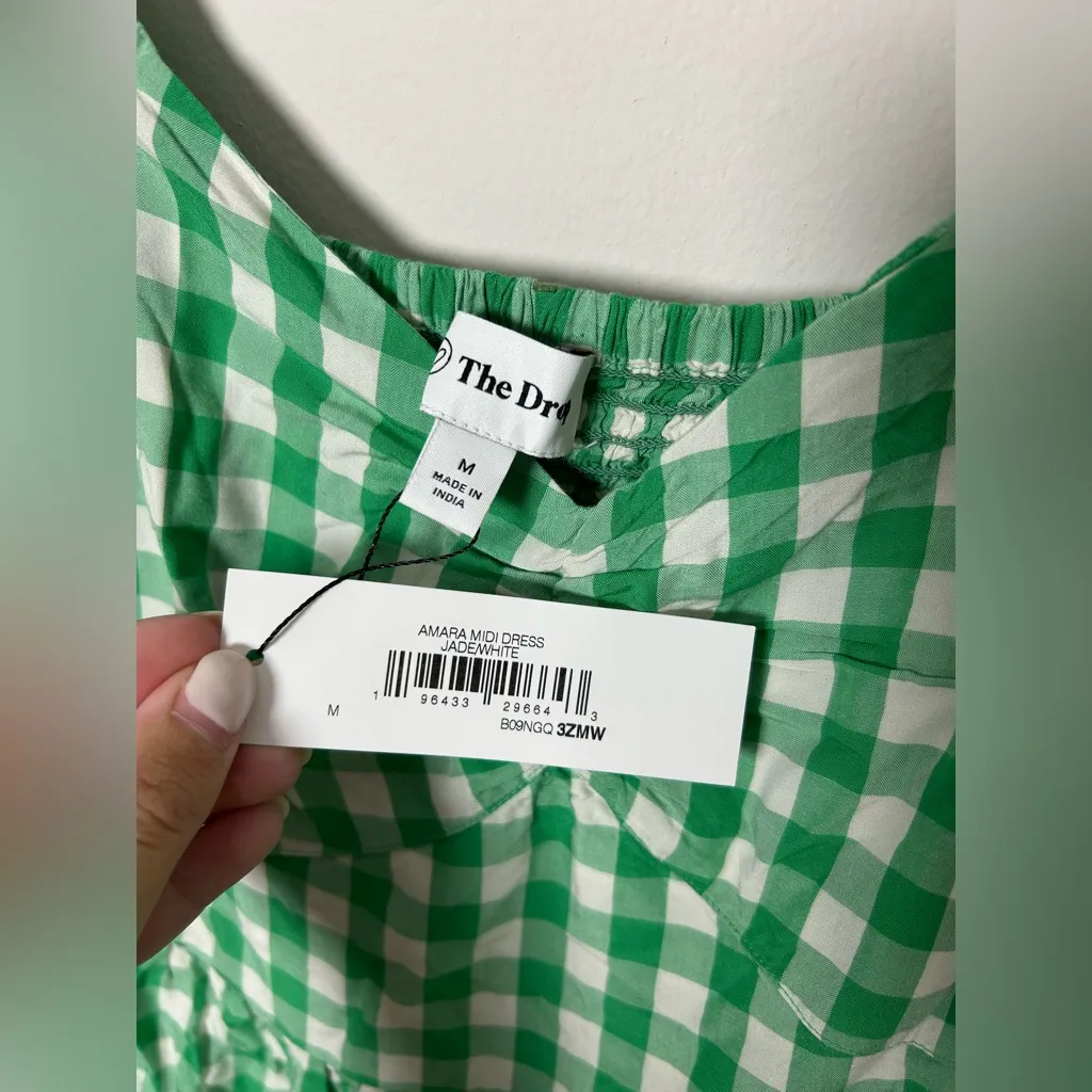 Green Gingham Women's Dress Size M - Image 3