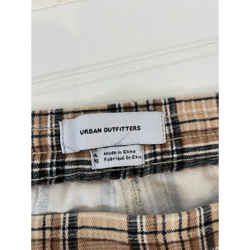Urban Outfitters Pants Brown Cream Plaid Flannel Stretch Skinny Leg Size XL - Image 5