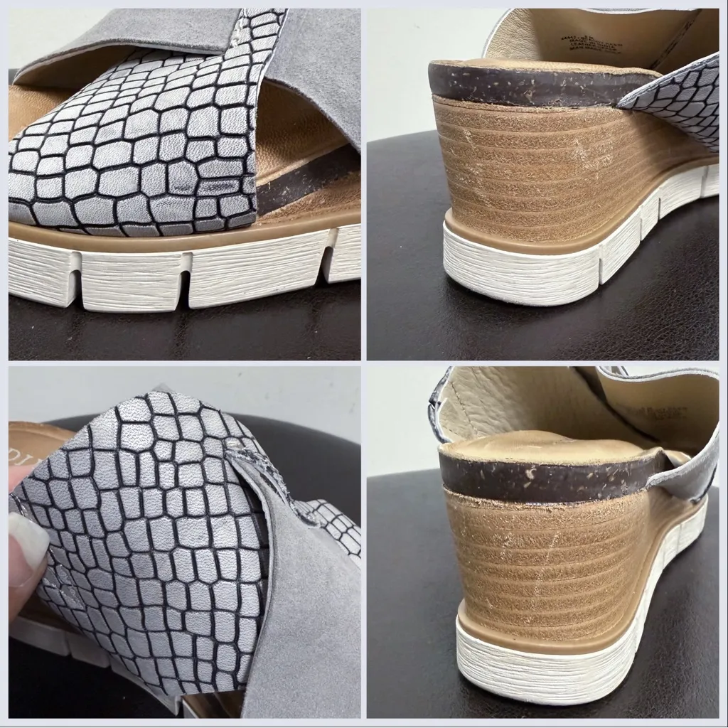 Diba True Grey Black Beachy Keen Suede Leather Wedge Slip On Platform Sandals Gray Size 8 - Image 9