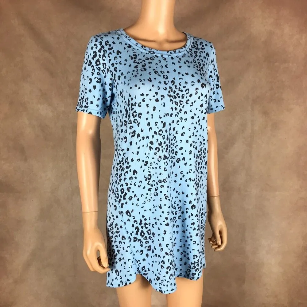 Blue Cheetah Print Pajama Shirt Dress NWT XS - Image 7