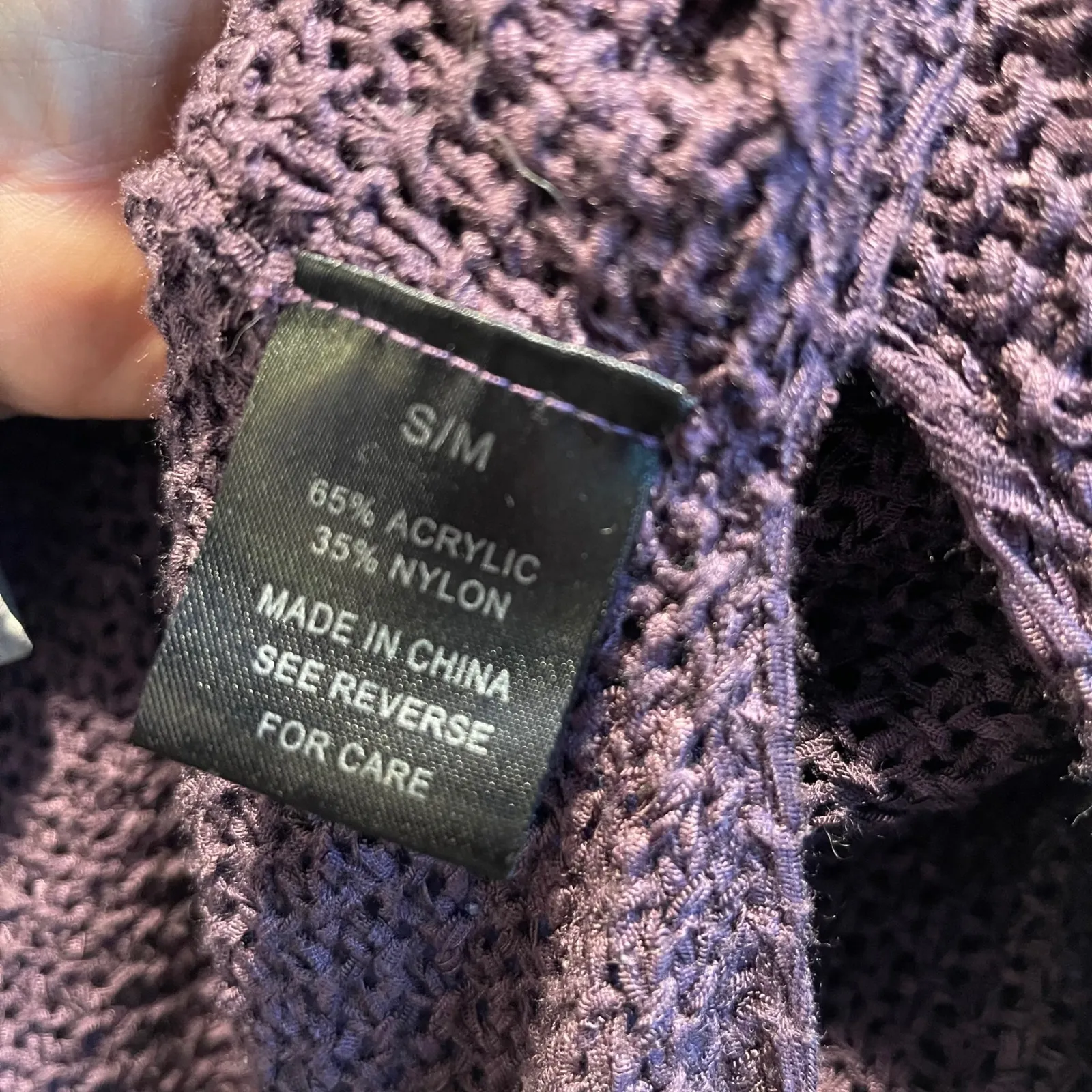 Wishlist Purple Knit V Neck Oversized Batwing Sleeve‎ Sweater Top Women's S/M - Image 5