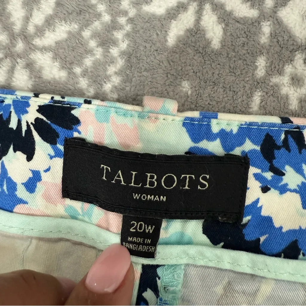 Talbots Floral Shorts Multicolor Blue White Pink Teal 10” Inseam‎ Size 20W - Image 6