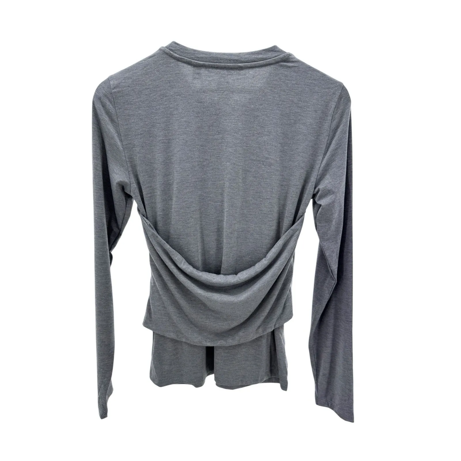 Vero Moda Nelly Ruched Knit Shirt Corset Top Gray Size Medium Long‎ Sleeve NWT - Image 8