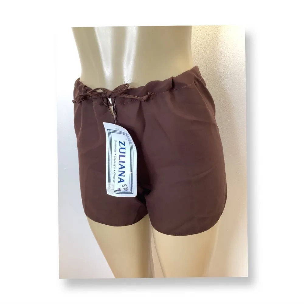 Zuliana Brown Waist Tie Shorts Size M/L Made in USA New With Tags - Image 2