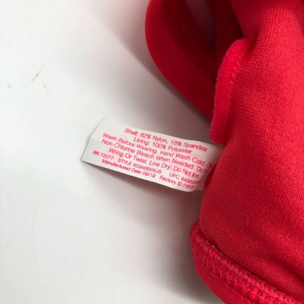 So Bikini Top Knotted Front Wide Strap Removable Cups Red Size S - Image 4