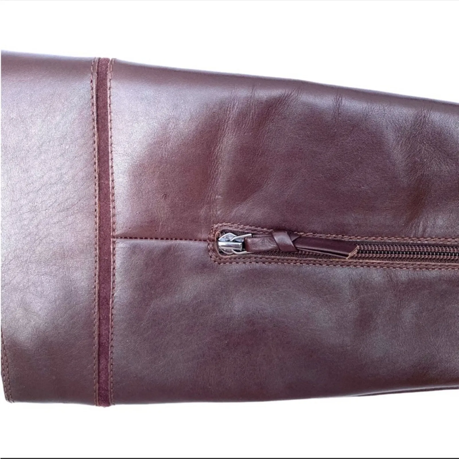 French Connection 5.5 Boots Tall Heel Leather Over Knee Brown Winter Suede 36.5 - Image 10