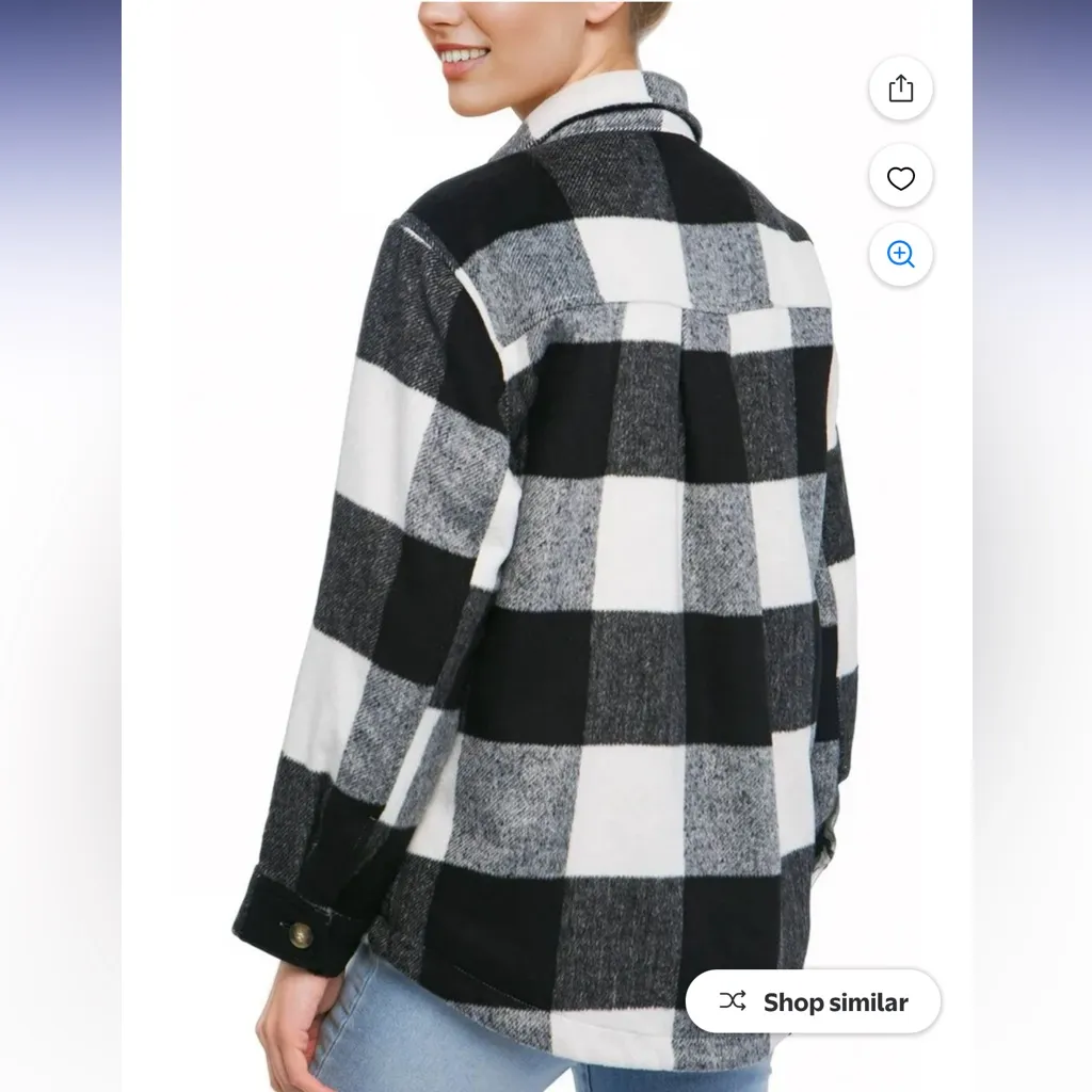 Love Tree Buffalo Plaid Sherpa Lined Shacket - Image 2
