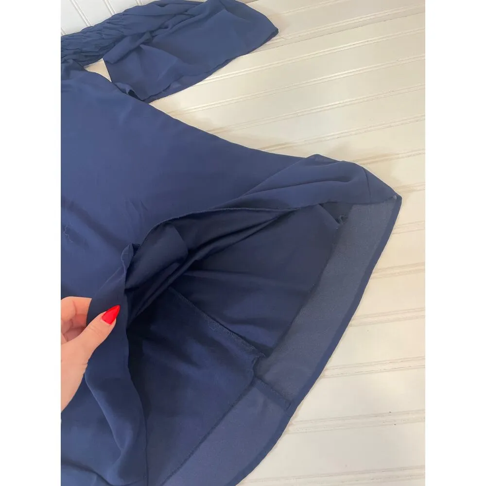 Speechless Navy Blue Smocked Bell-Sleeve Dress Mini Shift Womens Size M - Image 5