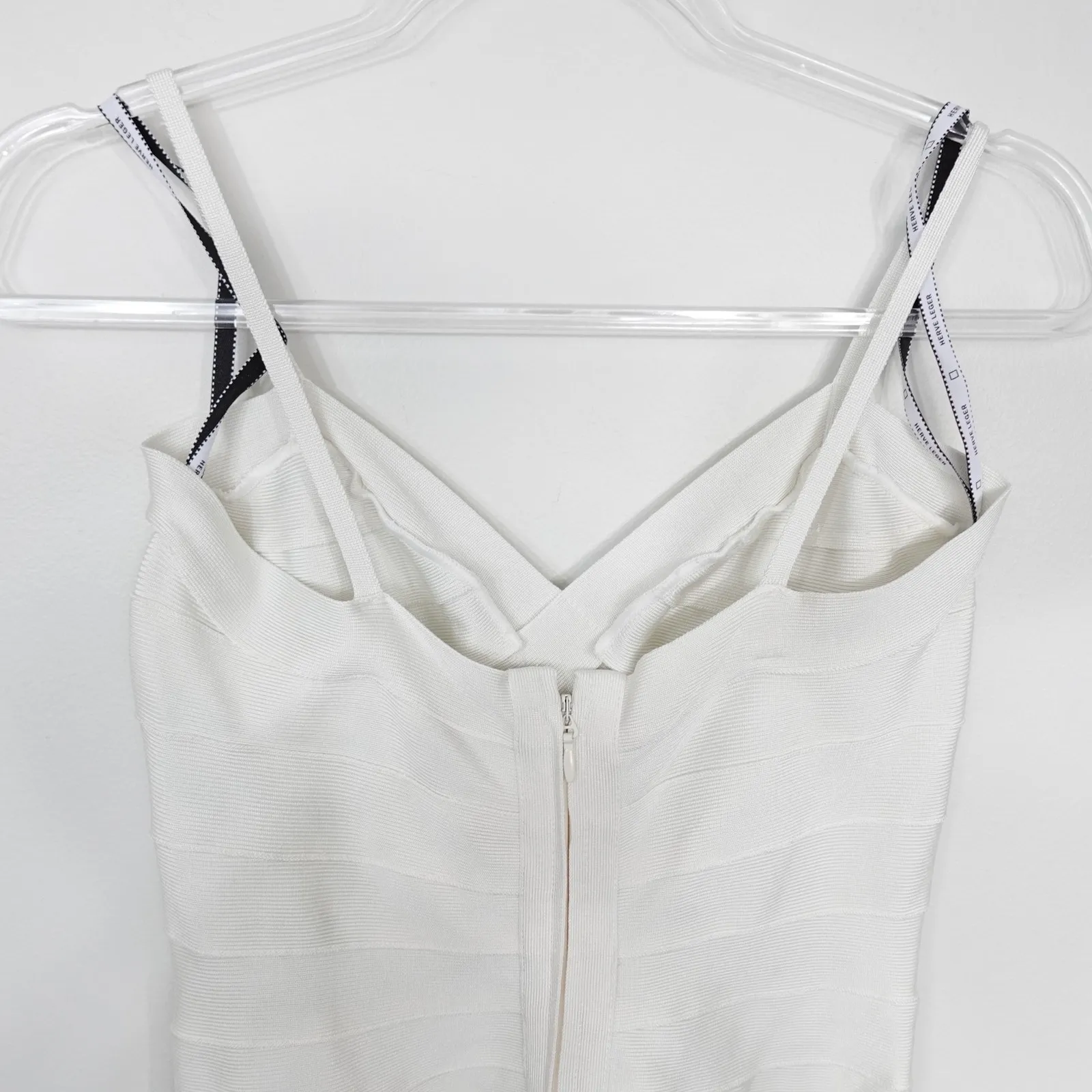 Herve Leger Sophia Dress Bandage Bodice Midi Knee-Length Flowy Skirt Slit - Image 10