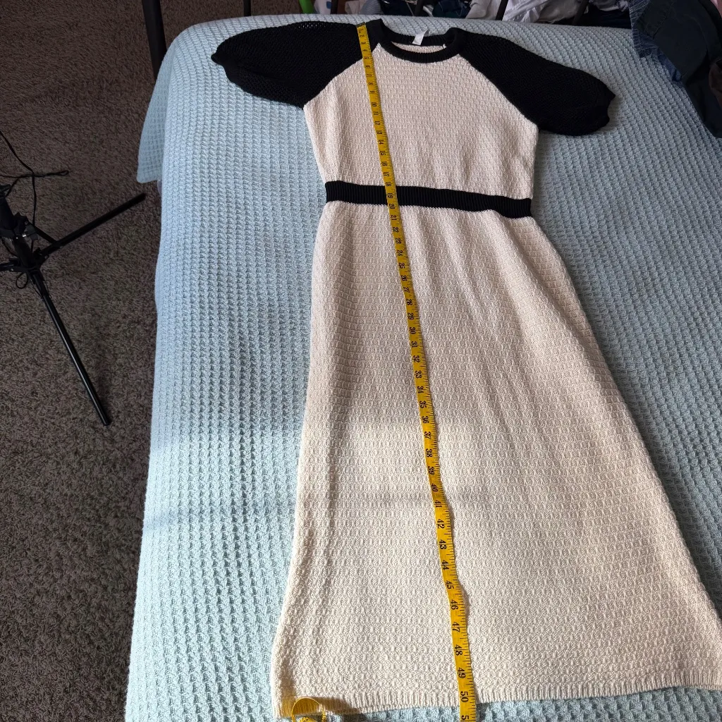 Daily Practice Anthropologie Sweater Midi Dress Womens XL Petite Ivory Black Size undefined - Image 8