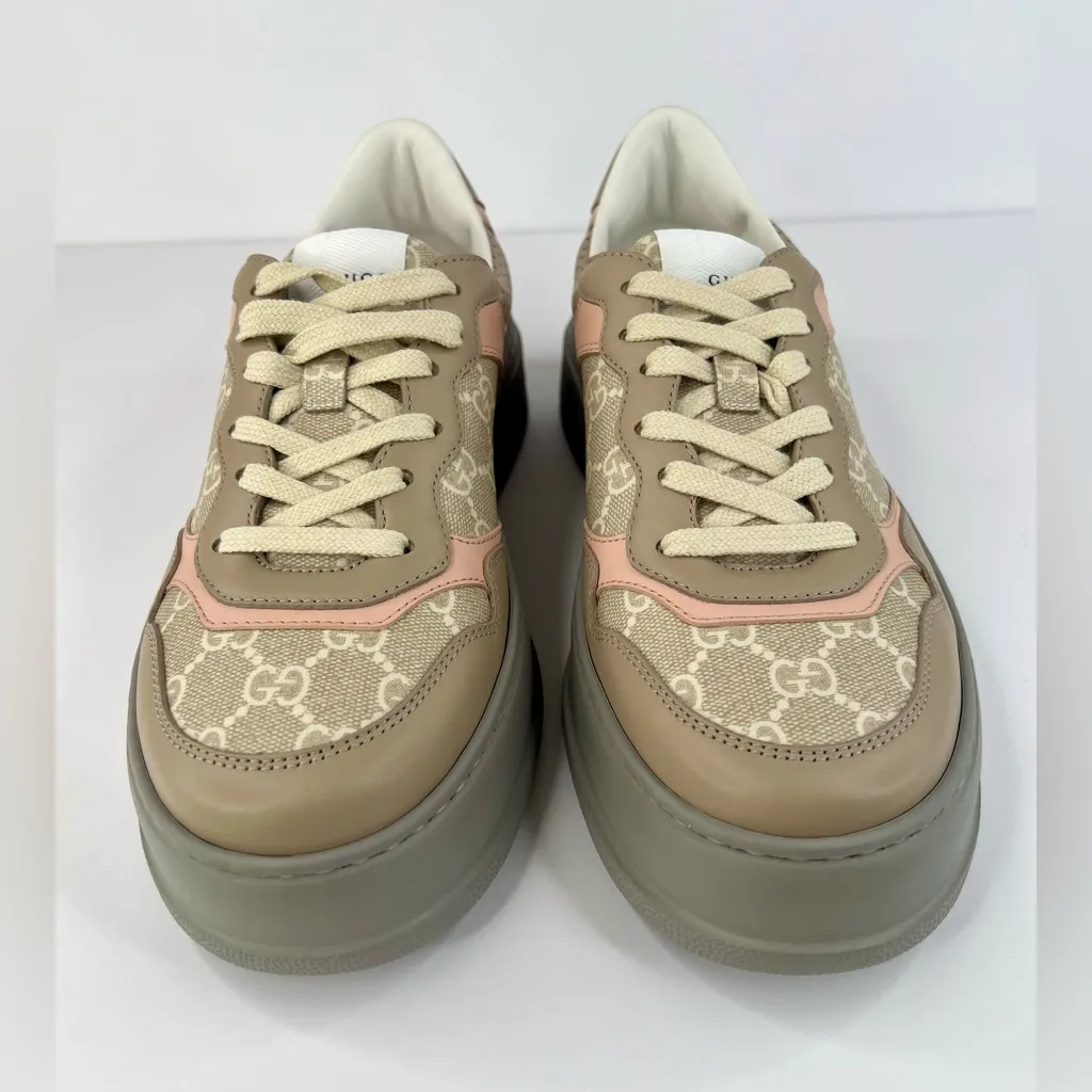 Gucci GG Supreme Canvas Leather Women Chunky Platform Sneakers Size EU 40.5 - Image 5