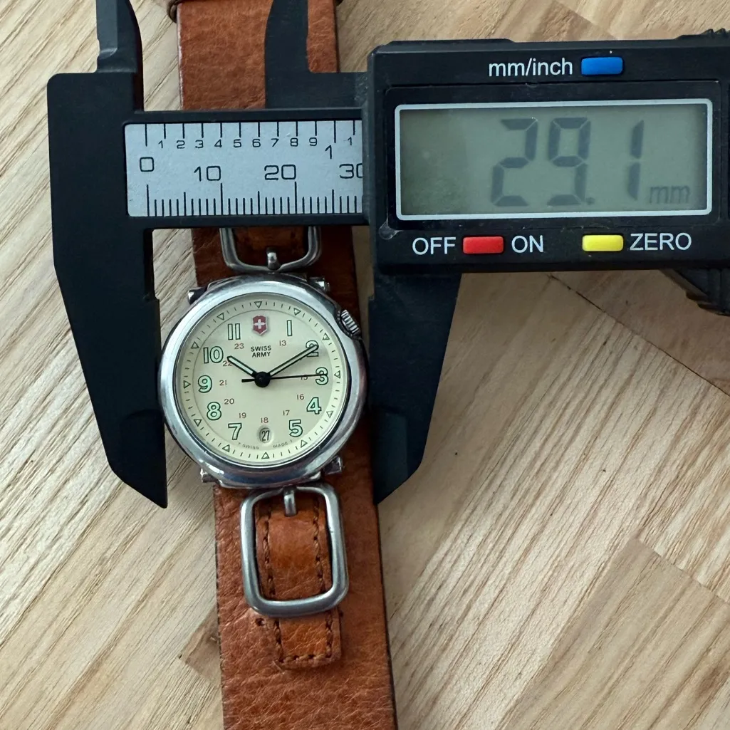 Swiss Army Rare Vintage Ladies Watch Stainless Case Fossil Leather Strap Date Brown - Image 13