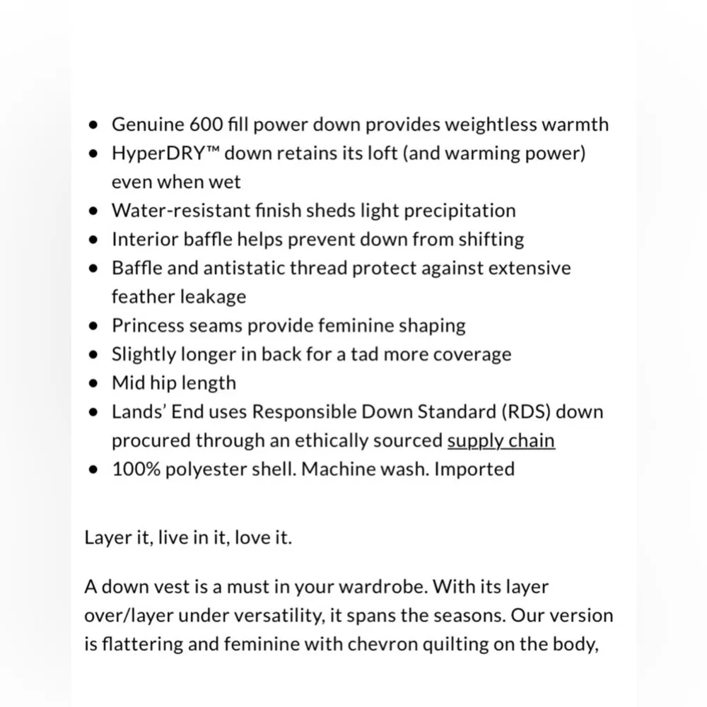 NWT Lands End quilted houndstooth puffer vest. Sz Medium - Image 6