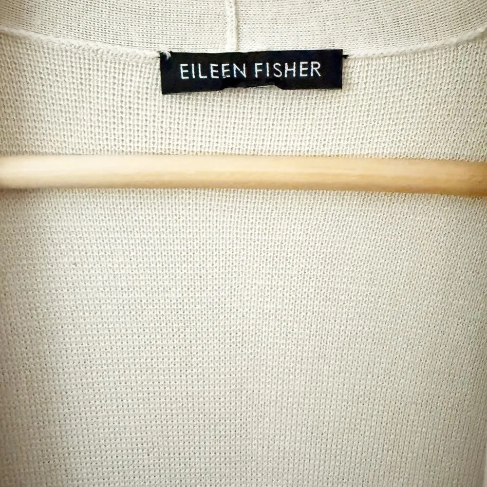 EILEEN FISHER | Silk Organic Cotton Interlock Cardigan Beige Cream | Size - Image 7