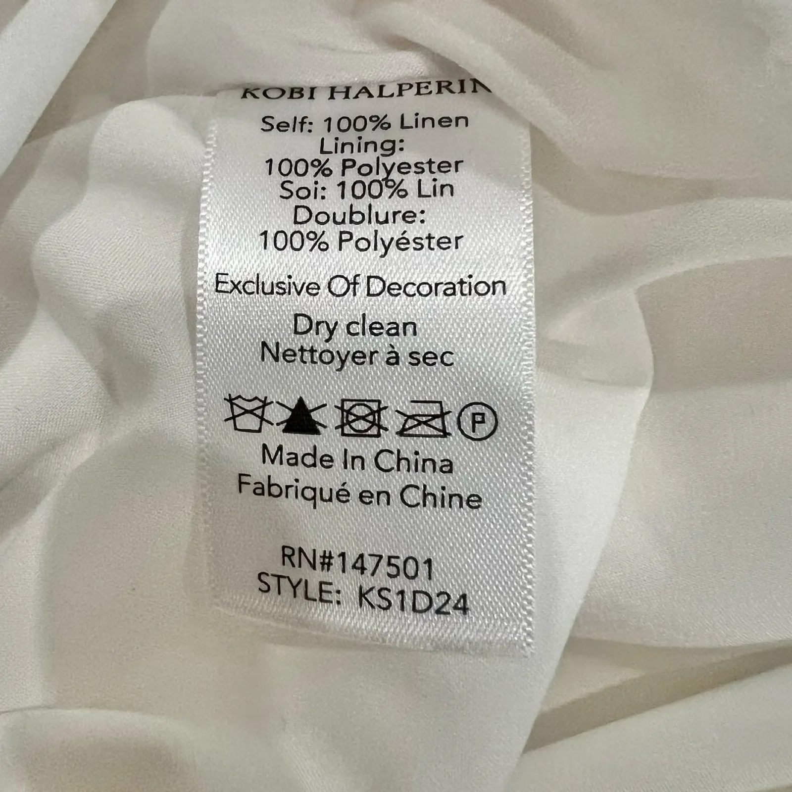 Kobi Halperin Ivory Beaded Tassel Mini Shift Linen Short Sleeve Dress size M White - Image 7