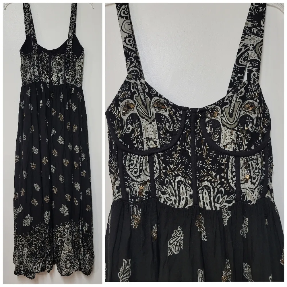 Anthropologie Beaded Floral Midi Dress - Image 11