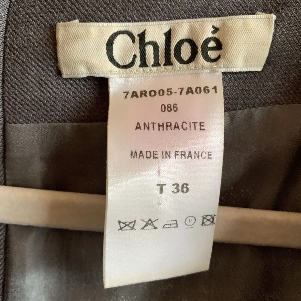 Vintage Chloe Womens Size 36 Gray Cocktail Scoop Neck Sheath Dress - Image 4