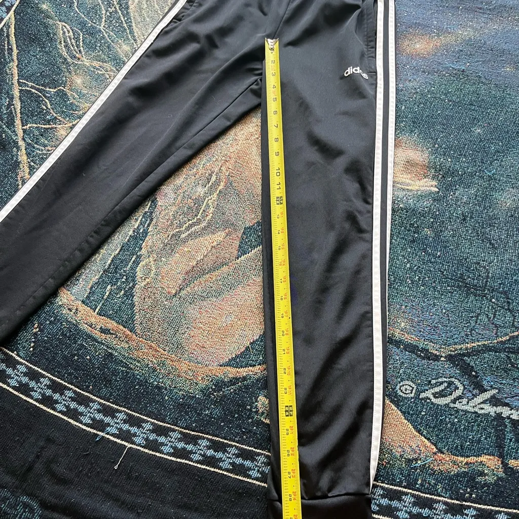 Adidas Black + White Sweatpants SZ S Signature Stripes Streetwear Classic Y2K - Image 11