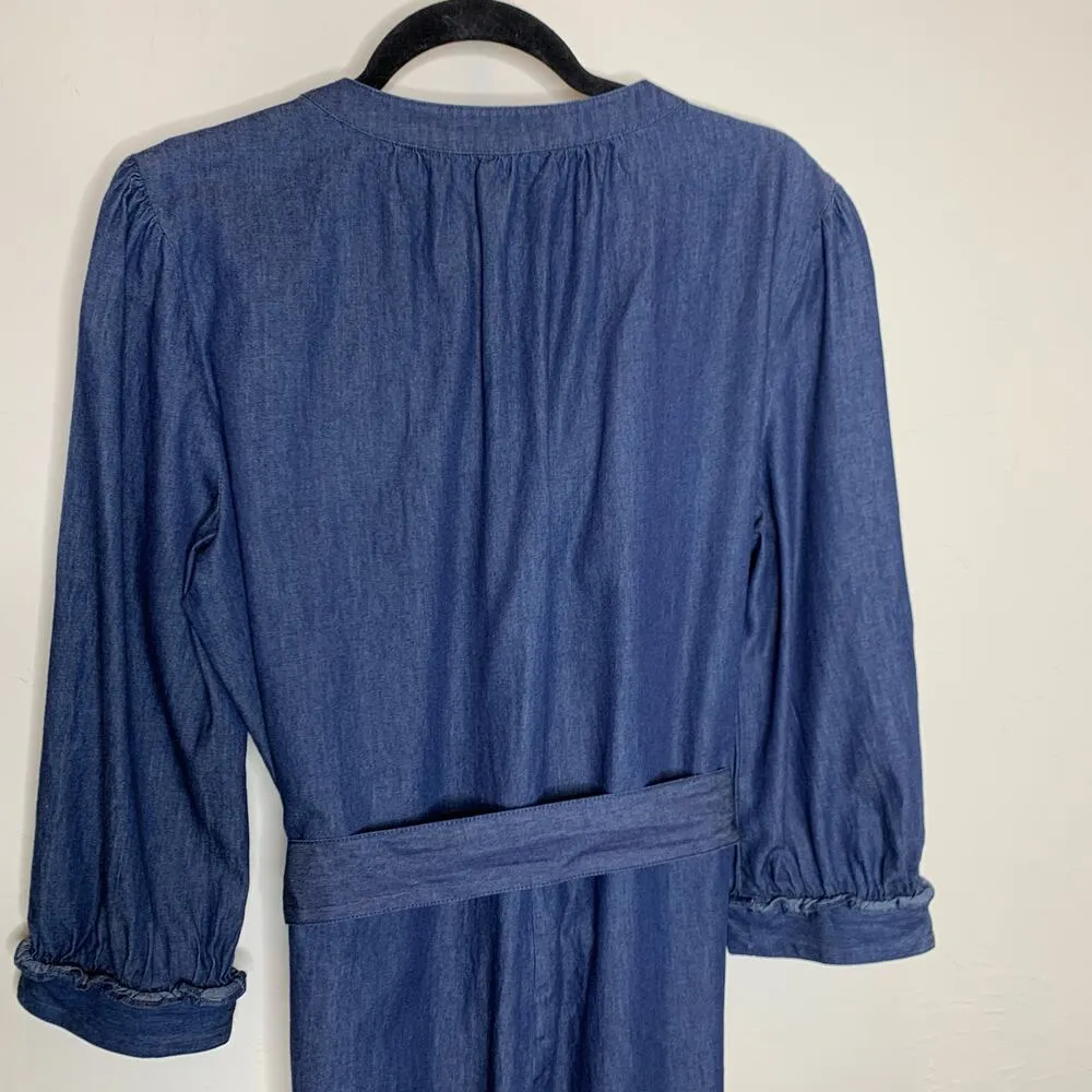 Draper James Tie Waist Jumpsuit in Chambray Sz XL - Image 10