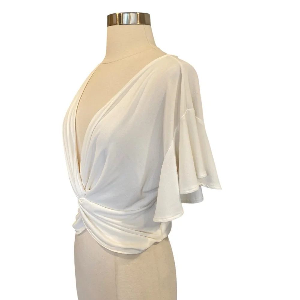 Leith White Knot Front Short Sleeve Top - Image 4