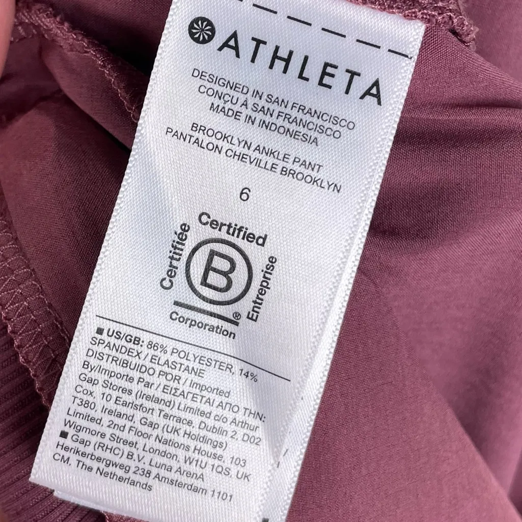 Athleta Brooklyn Ankle Pant Berry Rose Pink Size 6 Knit Panels Slim Leg Joggers - Image 7