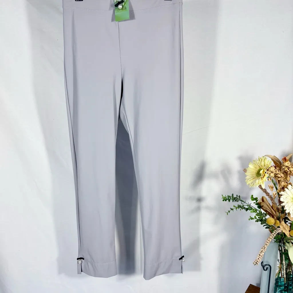 NWT I C by Connie K Pearl Detail Pull On Ankle Pants in Light Gray Sz Small🧡 - Image 3