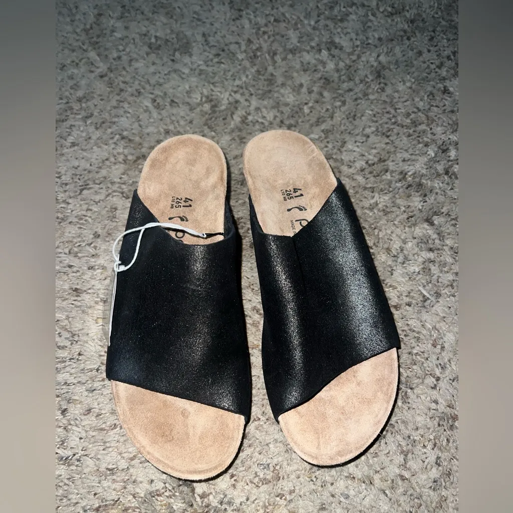 Papillio Birkenstock Namica Leather Sandals Sz 10 Washed Metallic Antique Black - Image 3