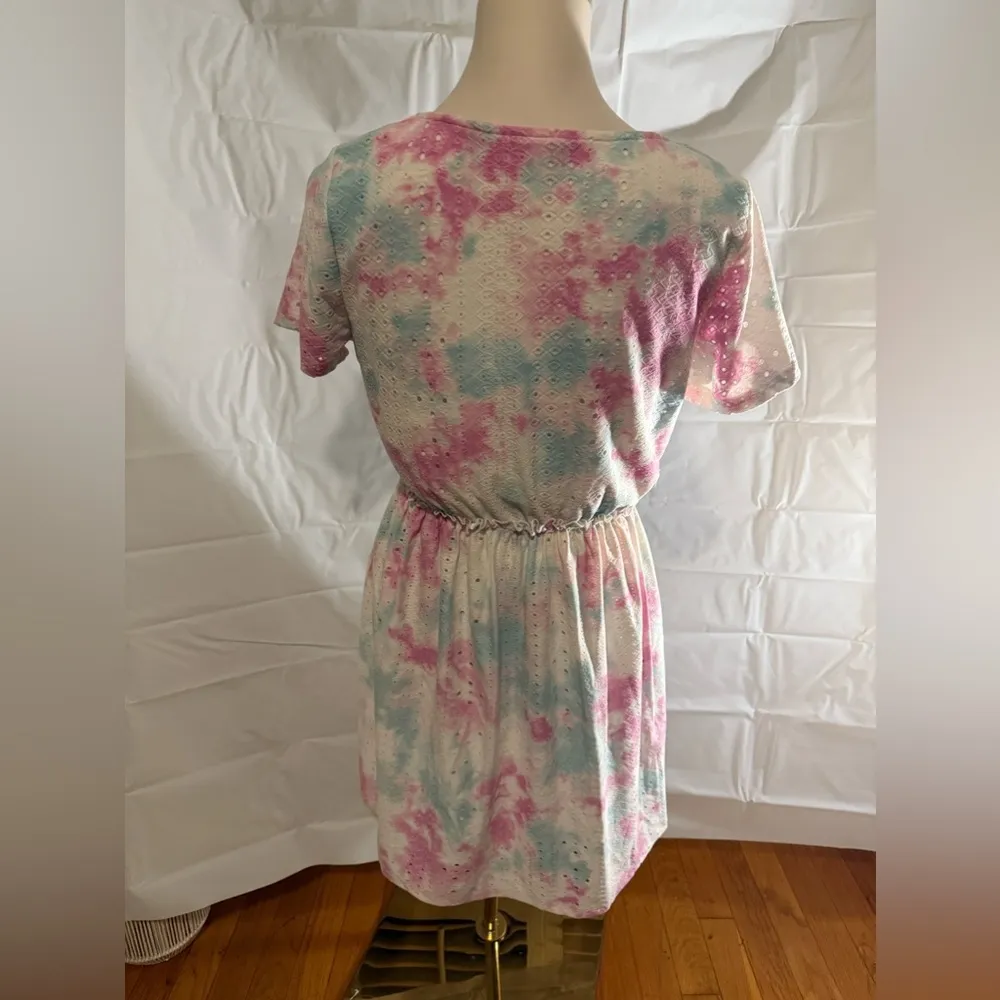 Lazy Sundays Tie-Dye Midi Dress - Pink and Blue - Image 2