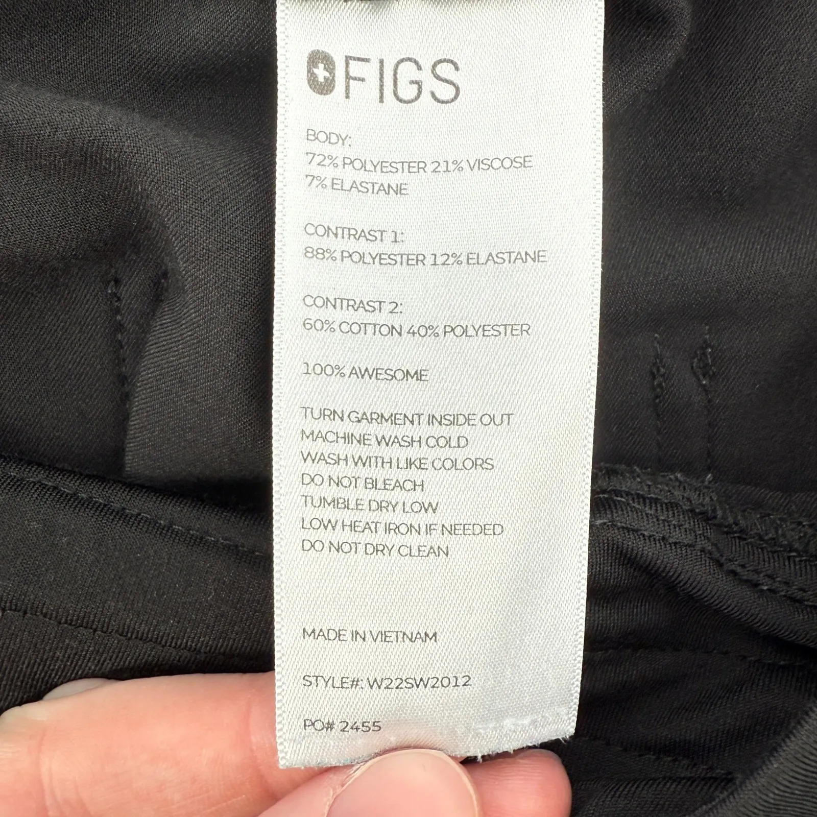 Figs High Waisted Zamora Jogger Scrub Pants Black Women XS PO# 2455 W22SW2012 - Image 6