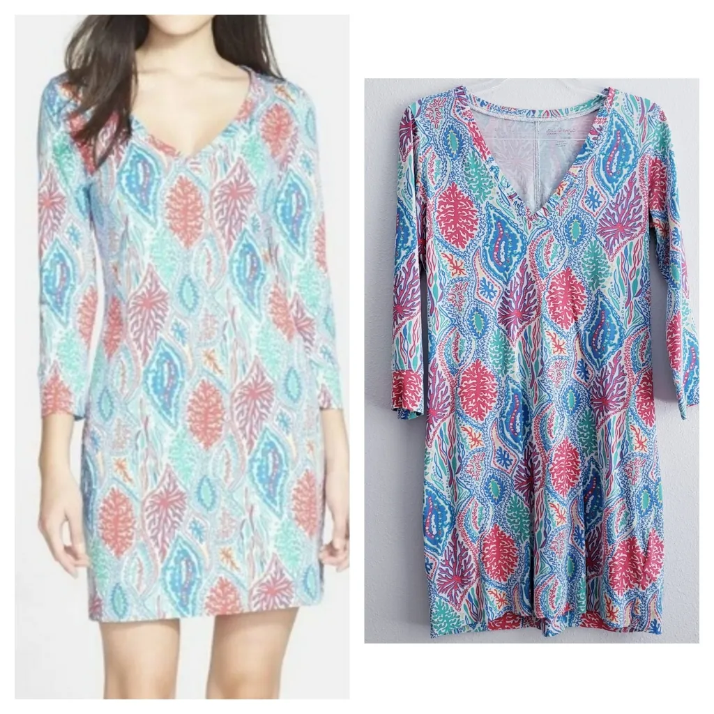 Lilly Pulitzer Christi Mini Dress Let Minnow  3/4 Sleeve - Image 2