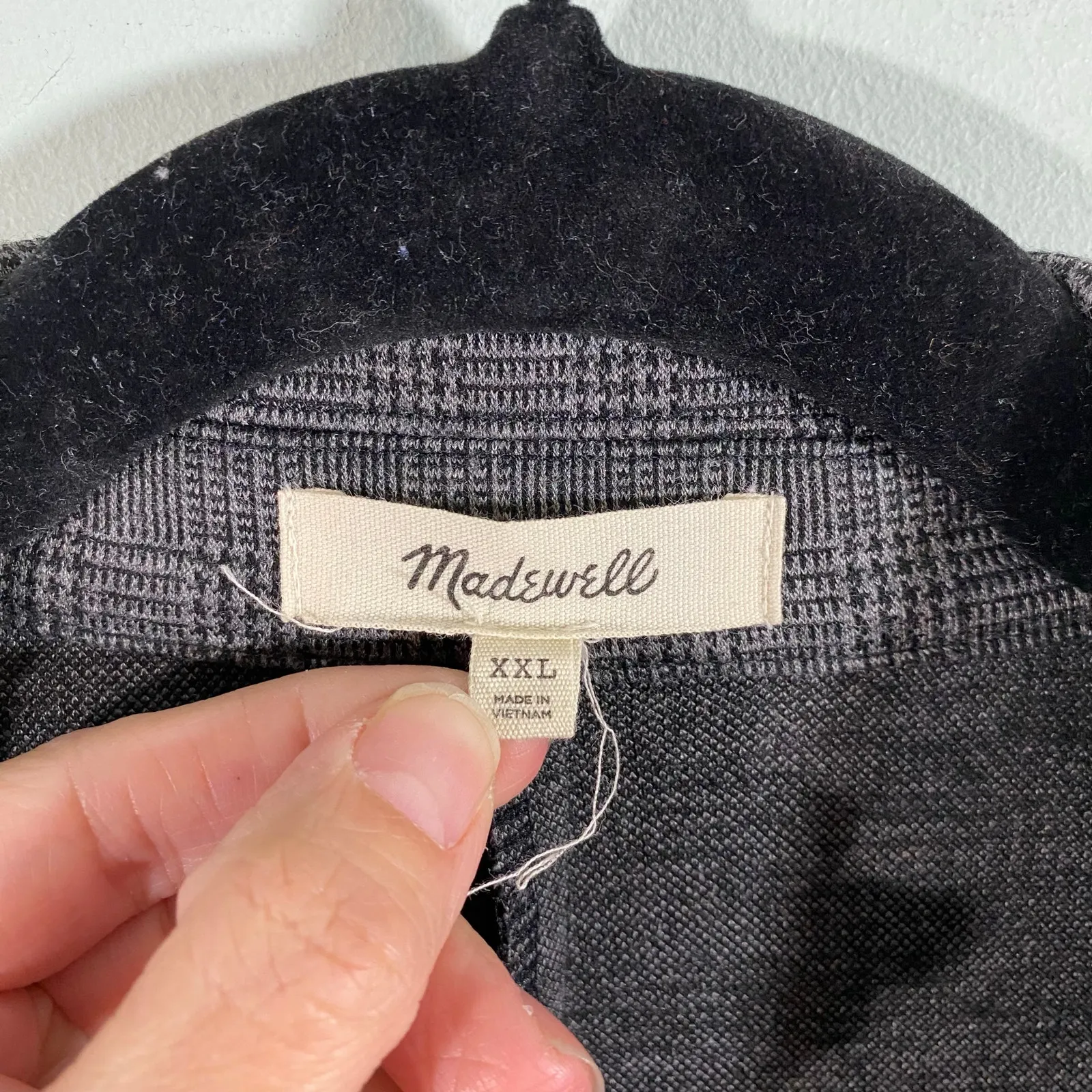 Madewell Women Grey Gravel Glen Plaid Oversized Open Front Knit Blazer Size XXL - Image 3