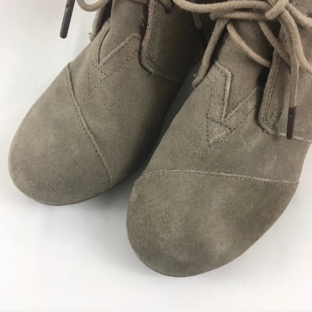 Toms Taupe Suede Desert Wedge Booties - Image 8