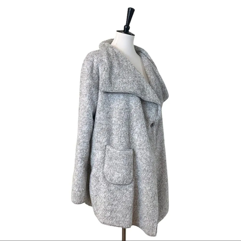 Soft Surroundings Sweater Hugs Gray Fleece Pockets Cardigan Women's Size Small S - Image 2
