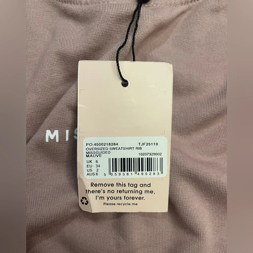 NWT MISSGUIDED MAUVE  SWEATSHIRT & PANTS US2 - Image 13
