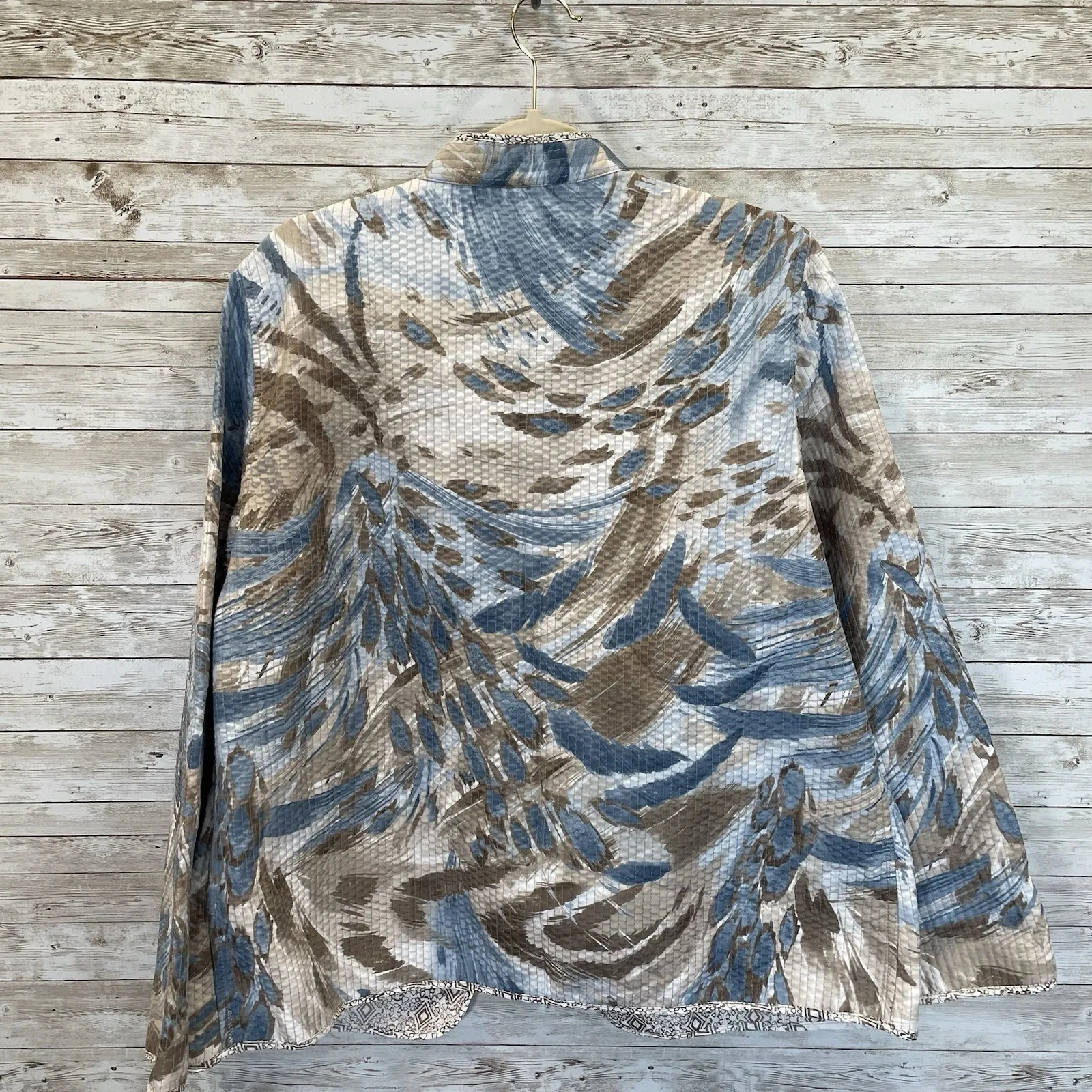 Alfred Dunner Womens 14 Jacket Quilted Reversible Open Front Blue Brown - Image 6