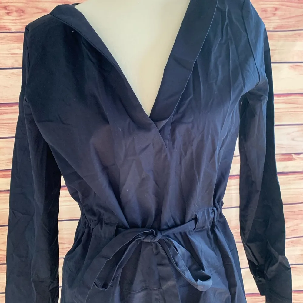 COS Navy Blue V-Neck Long Sleeve Belted V Neck Wide Leg Jumpsuit, Size 6 - Image 3