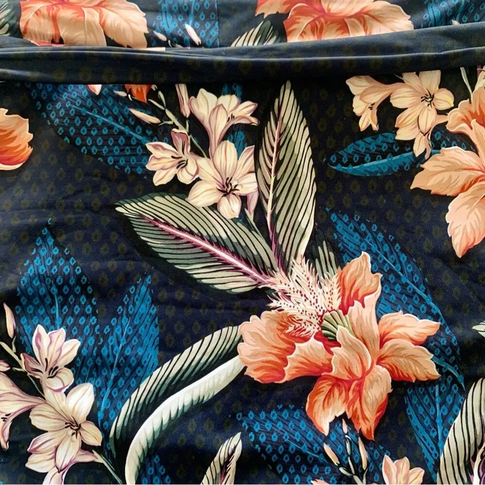 JETS Women’s Swimwear Navy Multicolor Floral Print High Waisted Bikini Bottoms 6 Blue - Image 9